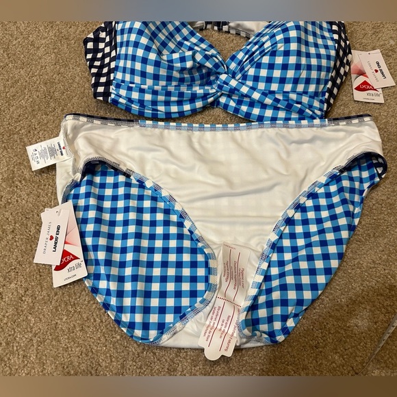 NWT Draper James x Lands' End Blue Gingham Swim Set Size 14 - Picture 9 of 13